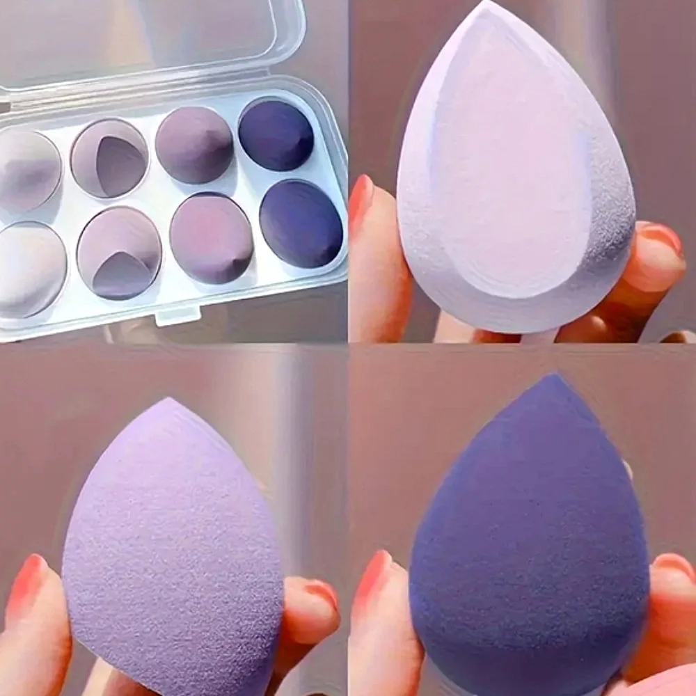🆕️MAGIC PURPLE SET OF 8 MAKEUP SPONGES IN PLASTIC PROTECTIVE SNAP CASE
